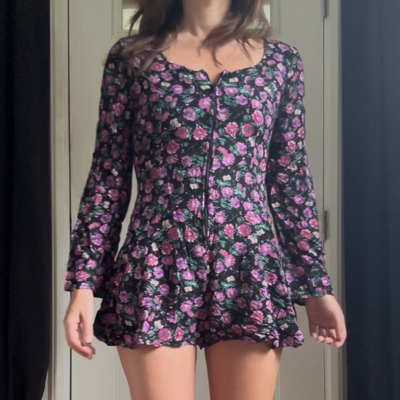 Floral Long Sleeve Romper - Picture 1 of 10